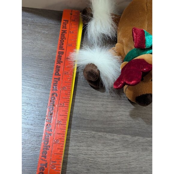 Commonwealth Plush Reindeer Toy With Red Antlers & Green Bow 6"  2005 - Picture 4 of 8